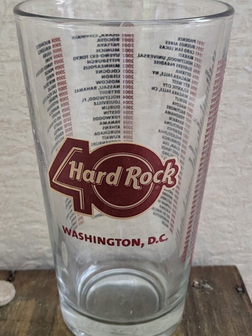 Hard Rock Cafe Washington D.C 40th Anniversary Logo Pint Glass